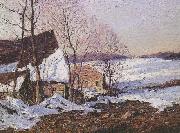 George M Bruestle Barns in Winter Germany oil painting reproduction